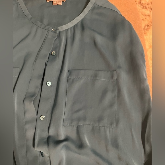 Vince Short Sleeve Shirt Dress Size X small blue/green summer beach vacation - Picture 3 of 7